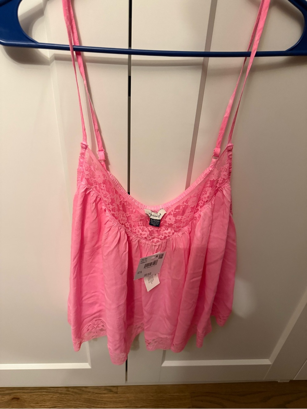 American Eagle Outfitters Pink Lace-Trim Chemise Camisole